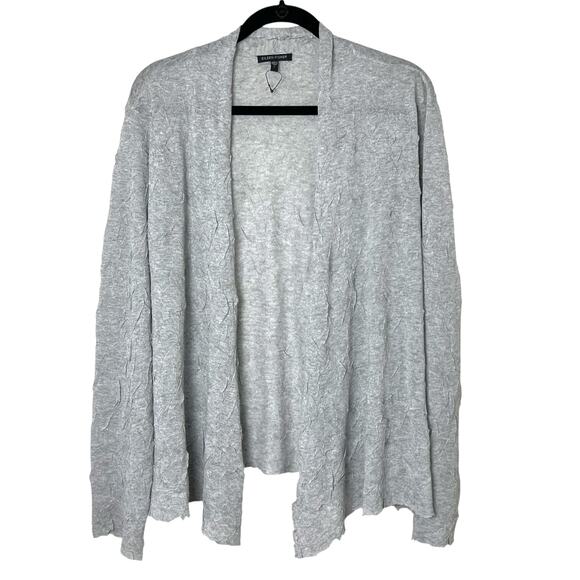 Eileen Fisher Crinkle Knit Lightweight Open Front Cardigan Sweater Gray Sz L - Picture 1 of 7